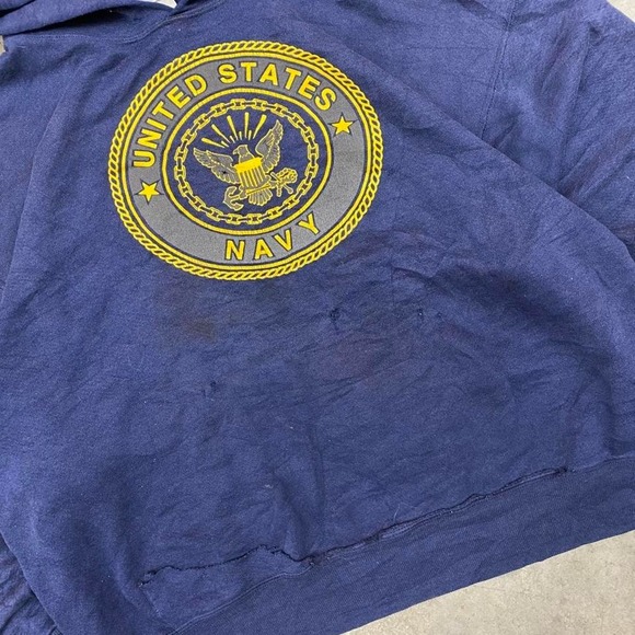 Vintage US Navy Hoodie Soffe Made in USA Military Pullover Men's Size L - Picture 2 of 7